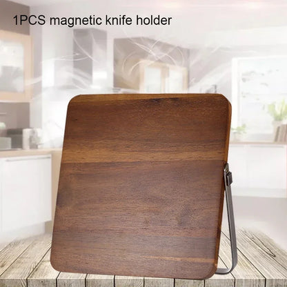 Long Magnetic Knife Block Acacia Wooden Kitchen Knife Holder Kitchen Counter Strong Enhanced Magnets Stands Storage Knife Holder