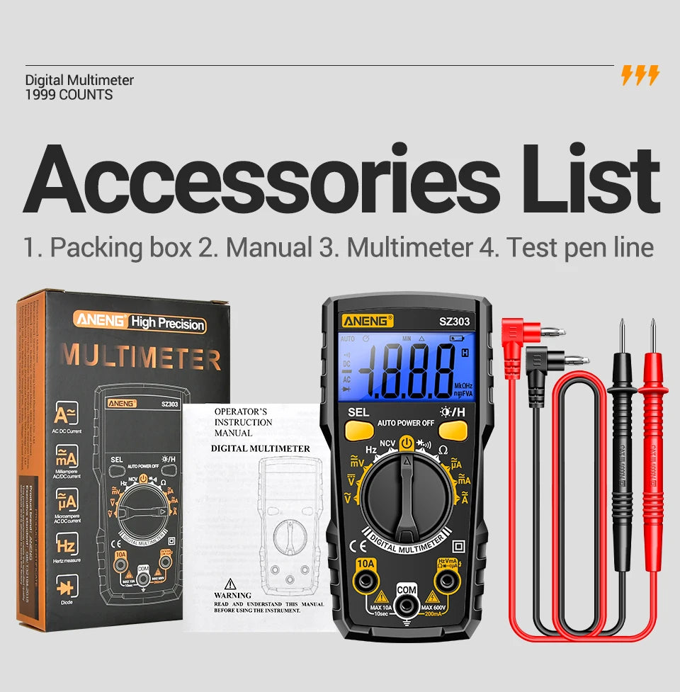 ANENG Digital Multimeter Professional Tester SZ303 AC/DC Voltage Resistance High Precision Professional Electrical Detection Too
