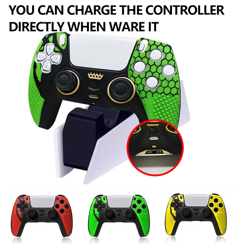 Spider Handle Cover Particle Style with Thumbstick Caps And Spider Stickers Gaming Controller Skin Accessory