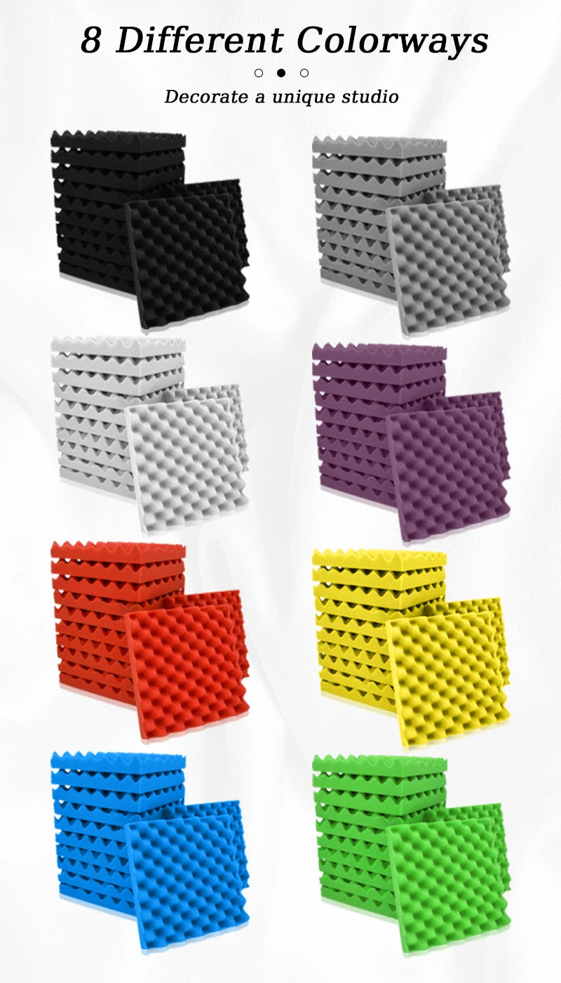 TOUO Acoustic Foam Fireproof Soundproofing Sponge 6/12/24/48 Pcs Egg Crate Soundproof Foam Studio Home Sound-absorbing