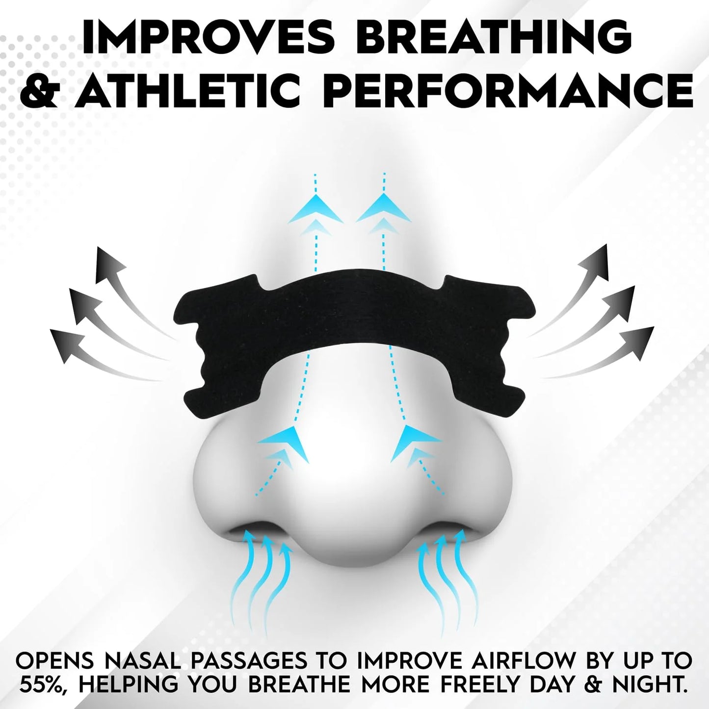 Nose Strips for Breathing, Oil & Sweat Proof Adhesive, Athletic Nasal Strips for Snoring & Sleeping