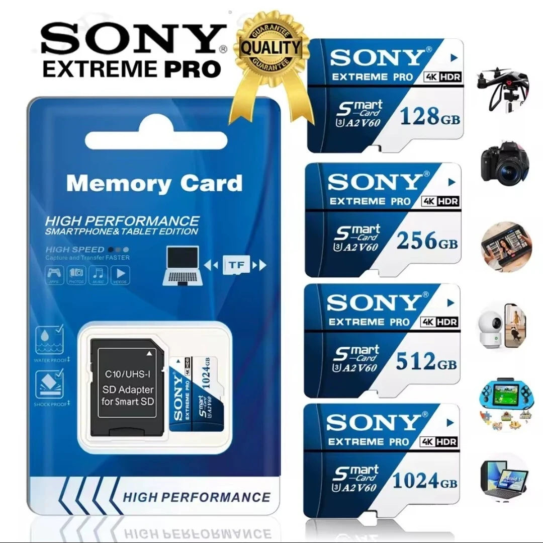 Original Sony Micro SD Card High Speed SD Memory Card 128GB U3 V60 TF Flash Cards For Phone Camera PC 1024GB 512GB 256GB 64GB