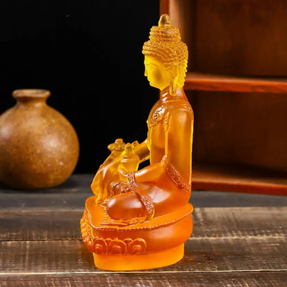 Medicine Buddha Statues Ornament Resin Feng Shui Lucky Shakya Muni Buddha Sculpture Home Office Garden Decoration