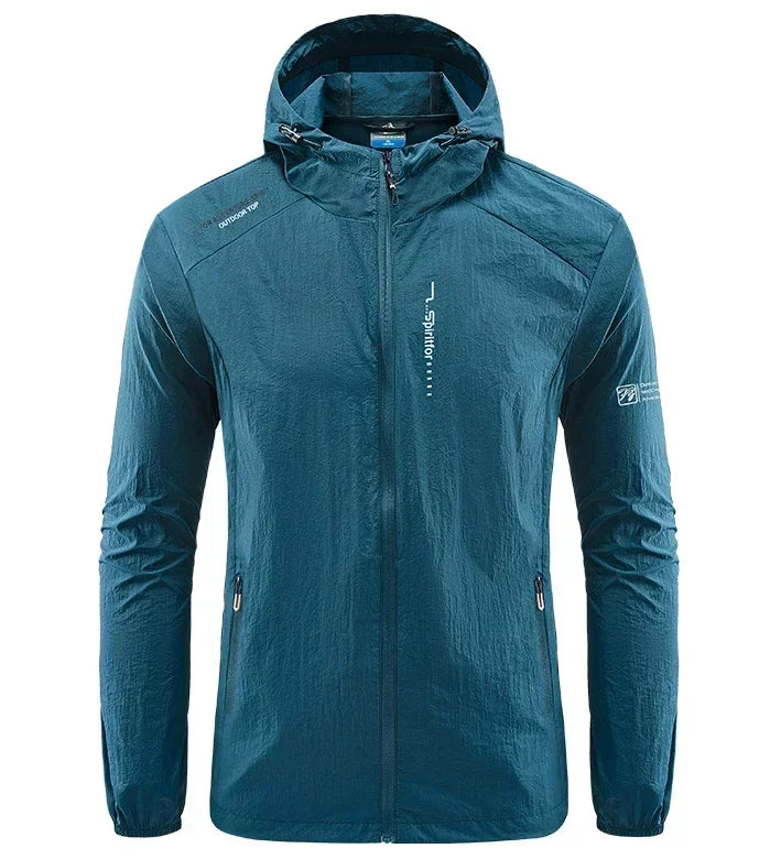 UPF50+ Summer Outdoor Quick Dry Sun-Protective Thin Jacket Men Hiking Fishing Cycling Hooded Gym Sport Ultra Light Windbreaker