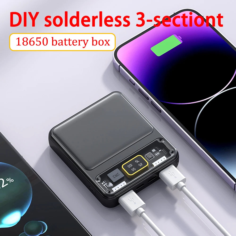 New DIY Power Bank Box 3x18650 Battery Charger Case Portable Fast Charging Case Solderless Power Bank Shell Batteries Charging
