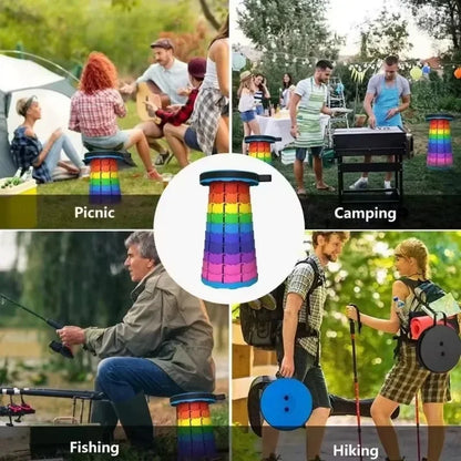 Retractable Folding Stool Adjustable Height Portable Collapsible Chair Lightweight for Camping Fishing Travel Outdoor