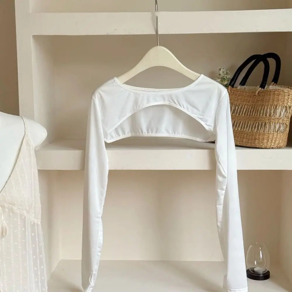 Ultra-thin Long Sleeve Crop Top Quick-Drying Anti UV Long Ice Silk Sleeves Solid Color UV Protection Sunscreen Arm Covers Girls