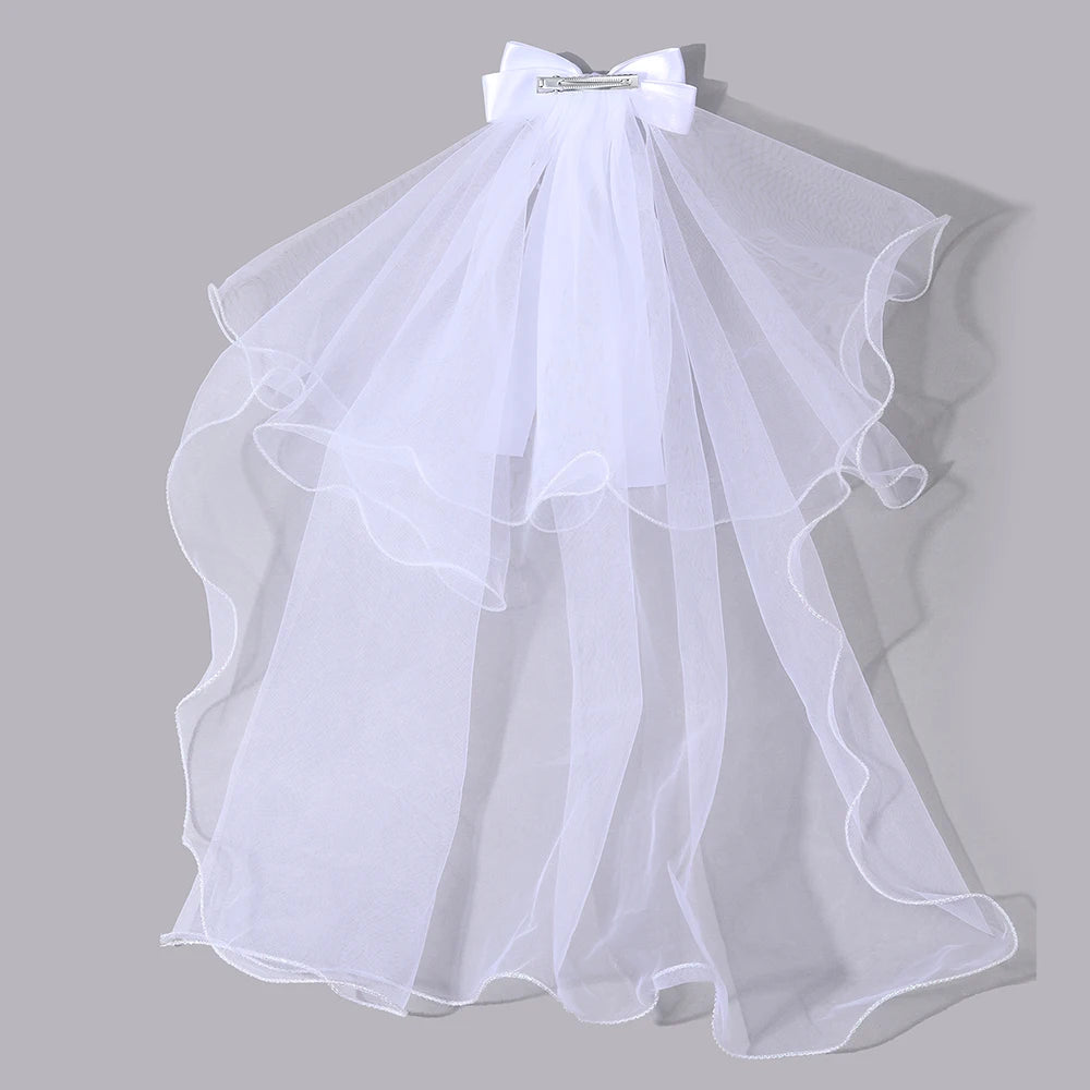 White Tulle Hair Clips For Girls Fairy Mesh Bow Large Hairpin Flower Barrette Summer Party Wedding Women Headdress Accessories