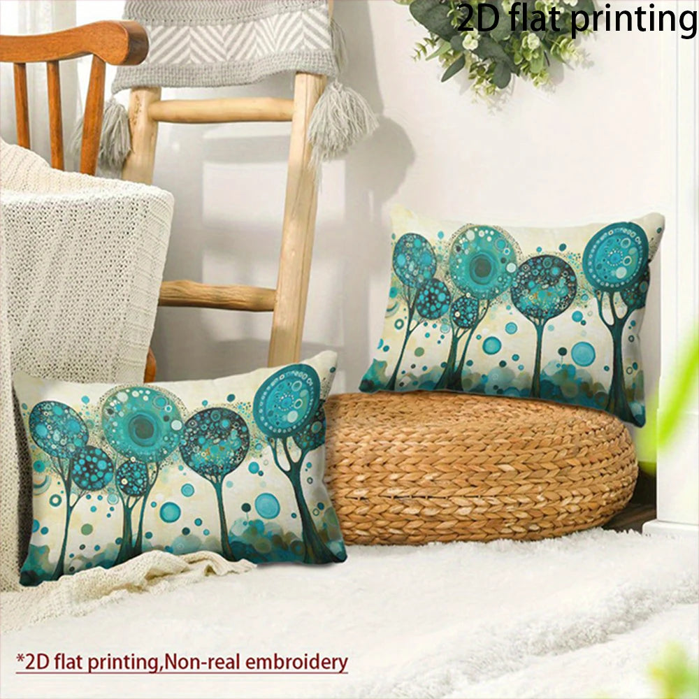 Two-piece suit Blue Floral Pillowcase for Bed , Used for sofas, chairs, cars, decorative cushion covers, pillowcases.