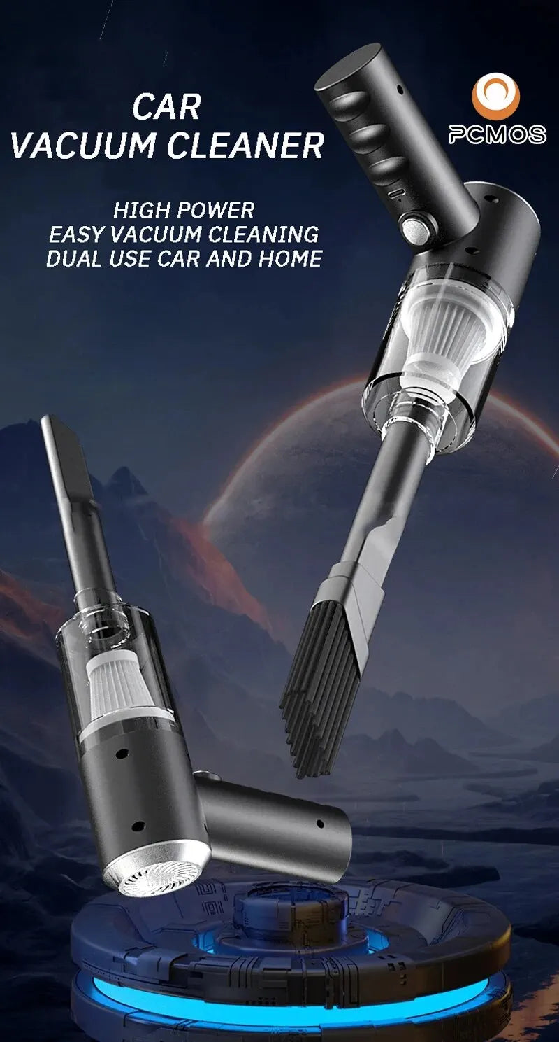 PCMOS 1PC Wireless Vacuum Cleaner Dual Use for Home and Car High Power Powerful Vacuum Cleaner Black