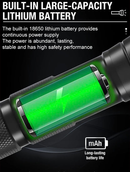 T6 Strong Light Flashlight LED Aluminum Alloy Telescopic Zoom Battery Version Charging Outdoor Searchlight Remote Flashlight