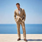 Linen Men Suits for Summer Beach Wedding 2 Pieces Separates Jacket Pants Casual Outfit for Party Groom Guest Suits for Men 2026
