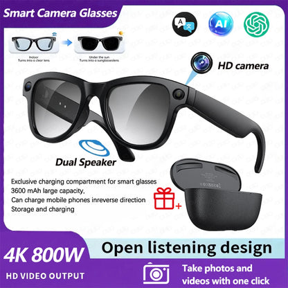 2026 Smart AI Glasses 4K HD Camera M02 Ultra ChatGPT 3600mAh Charging Case Power Bank 32GB Translation Music Video Sunglasses