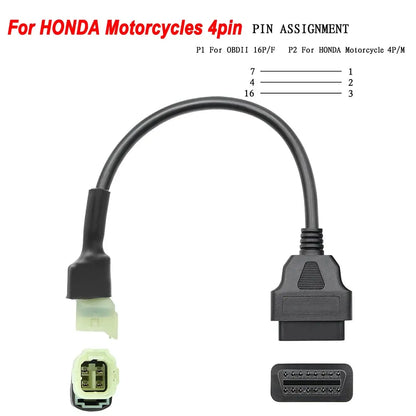 ELM327 V1.5 for Yamaha for Honda EFI Motorcycle Diagnostic Tool 3+4pin & 6pin to 16PIN OBD2 Cable Scanner Fault DiagnosisTool