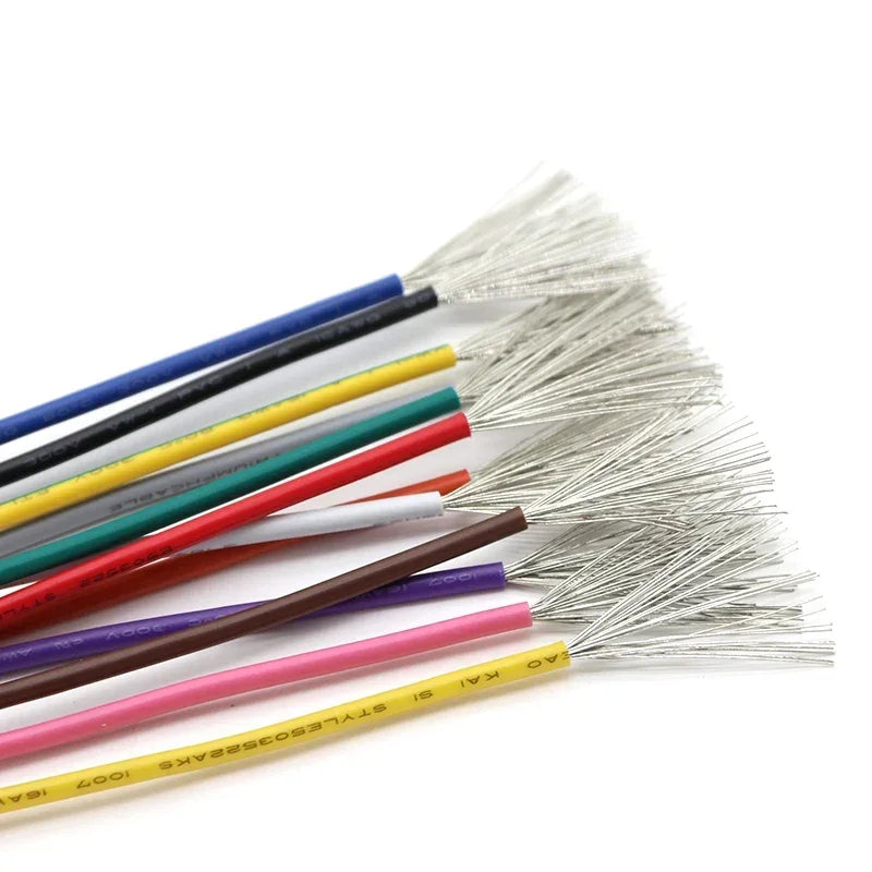 12Colors 1007 Stranded Electric Wire 5/10M 30/28/26/24/22/20/18/16AWG PVC Insulated Tinned Plating Copper Cable for DIY LED Line