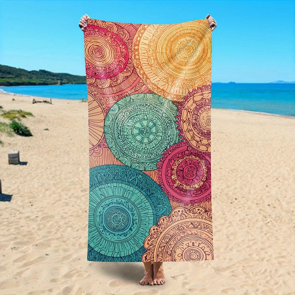 1pc Boho Mandala & Tropical Floral Print Extra Large Quick Dry Beach Towels Perfect choice for beach vacation party gifts