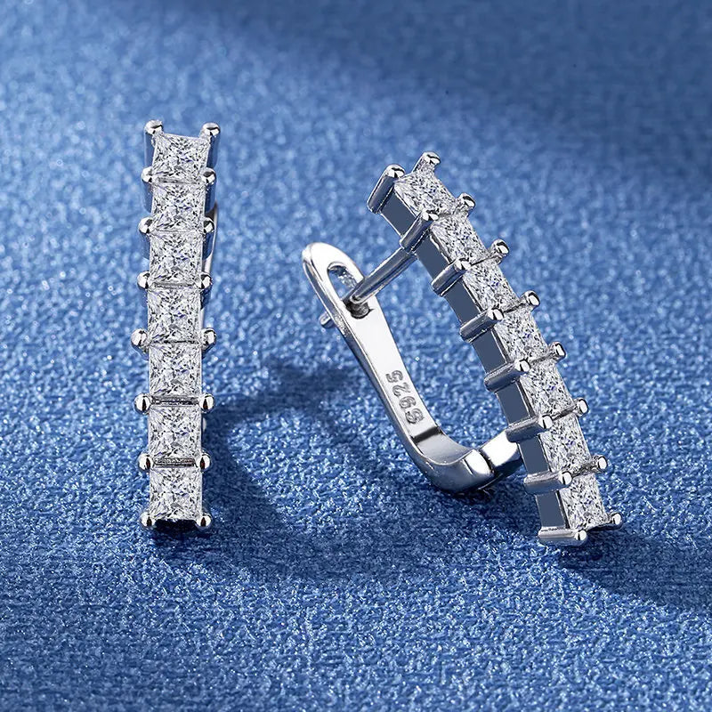 925 Sterling Silver Earrings Jewelry High Quality Retro Simple Pattern Purple White Zircon Earrings Hot Sale