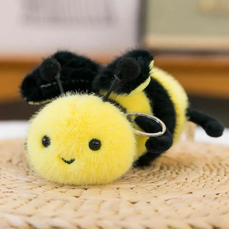 Small Insect Plush Pendant Keychain Animal Plush Toy Doll Keychain Creative Stuffed Doll Bag Pendant Cute Snail Bee Keyring