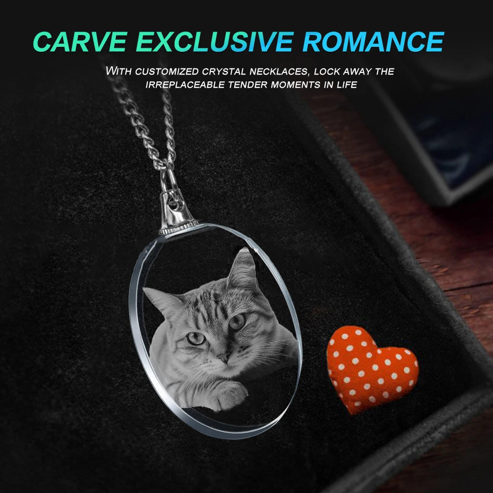 Customized 3D Crystal Photo, Personalized Gift Necklace Heart, Gift for Wife,Women, Men, Great Custom Gifts With Your Own Photo
