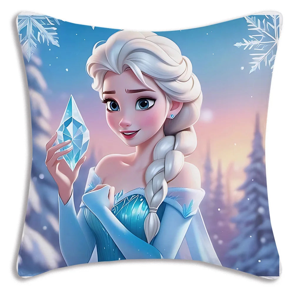 Cute Cartoon Frozens Elsas Pillow Covers Cartoon Sofa Decorative Home Double-sided Printing Short Plush Cute Cushion Cover