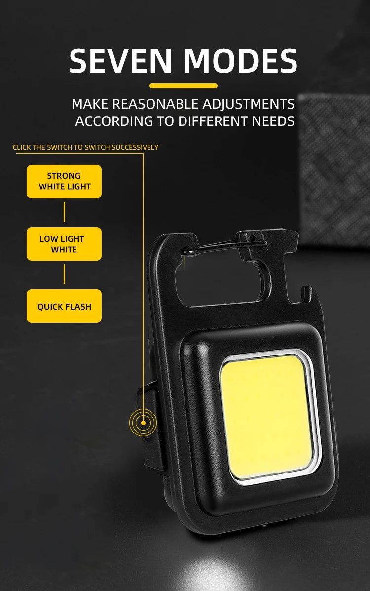 Convenient Carry-on Keychain Camping Light Multi-function COB Rechargeable Emergency Light Mini High Bright Camping Lights