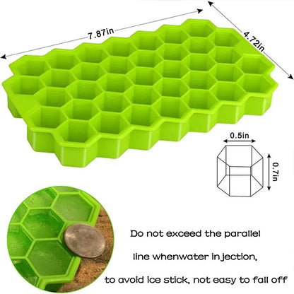 Honeycomb 37-Grid Ice Cube Tray, Silicone DIY Ice Mold (Lid Not Included) for Drinks, Cocktails & Kitchen Use