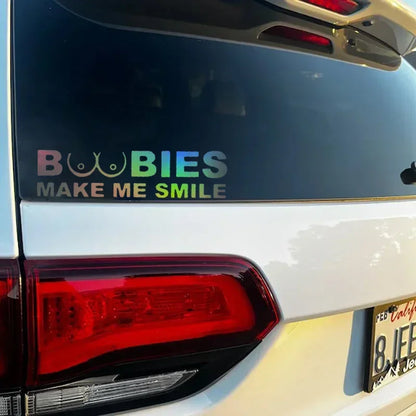 BOOBIES Make Me Smile Car Sticker Auto Body Bumper Windows Motorcycle Laptop Walls Vinyl Film Funny Decal Car Tuning Accessories