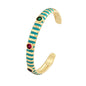 Fashionable Multicolor Gold Plated Gemstone Charm Bangle,Fine Colorful Enamel Open Adjustable Bracelet Jewelry Supply  Q35