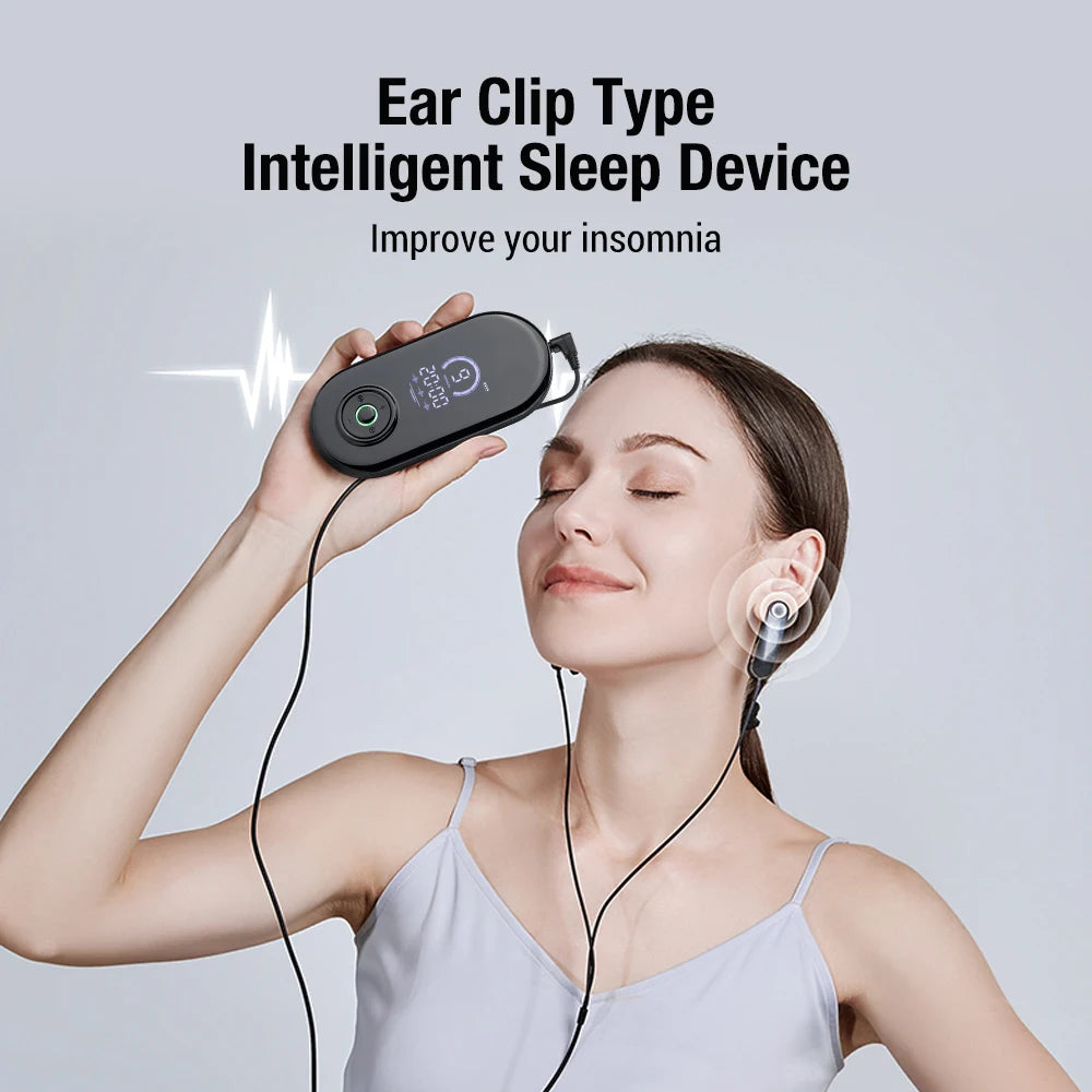 Microcurrent Sleep Aid Device Ear Clip CES 9 Levels 3 Modes Rechargeable Portable Relax Calm for Deep Sleep