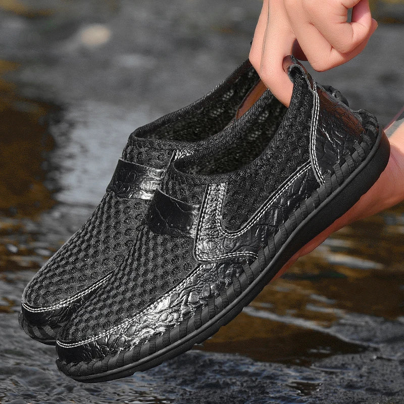 CLOHOO Hand-Sewn Casual Mesh Men's Shoes Comfortable Breathable Upper Fabric Durable Stitching Lightweight Footwear