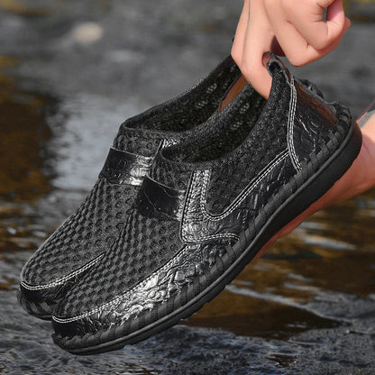 CLOHOO Hand-Sewn Casual Mesh Men's Shoes Comfortable Breathable Upper Fabric Durable Stitching Lightweight Footwear