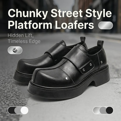 Chic Luxury Punk Men Monk Strap Dress Shoes Designer Leather High-Heel Platforms Commuter Loafers Party Prom Club Stage Footwear