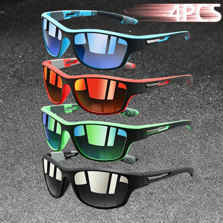 4PCS Fashion Vintage Pattern Cycling Sunglasses Men Women Running Cycling Mountaineering Sport Man Driving Fishing Sun Glasses