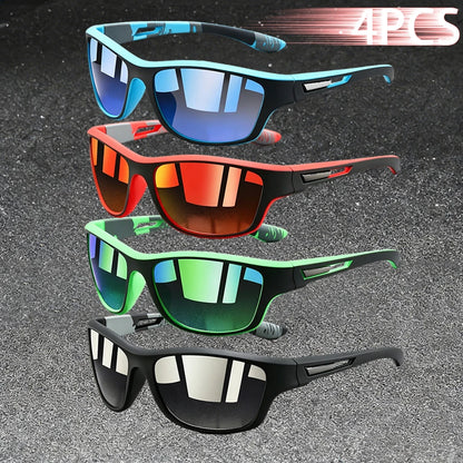 4PCS Fashion Vintage Pattern Cycling Sunglasses Men Women Running Cycling Mountaineering Sport Man Driving Fishing Sun Glasses