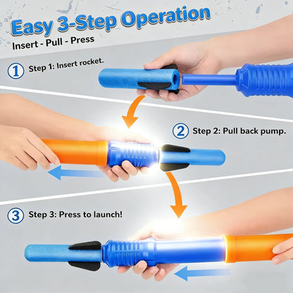 3/7pcs Hand-Propelled Rocket Launcher Toy Set Foam Rocket Children Outdoor Funny Summer Garden Game Birthday Gift Party Discount