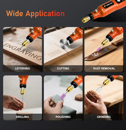 Mini Electric Rotary Tool 16000RPM USB Charging Power Tool Set 3.7V Lithium-Ion Battery Cordless Drill Pen for DIY Craft