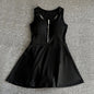 Tennis Skirt Casual Half Zipper Sports Fitness Dress Anti-Running High Waist Slim Golf Yoga Dress