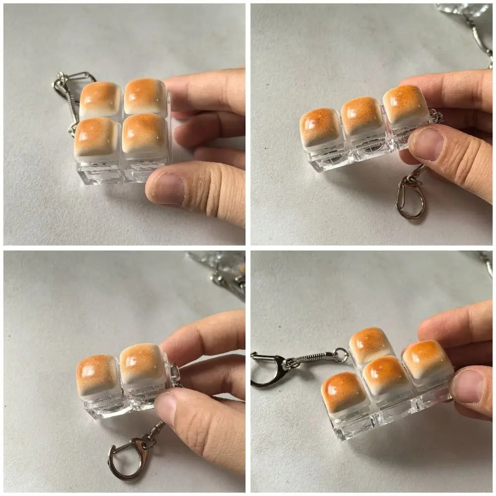 New Caramel Bread Design Fidget Keychain Keys Button DIY Keyboard Button Keycap Keychain Pass The Time Keycap Clicker Toy Adult
