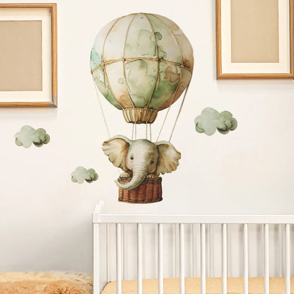 1pcs cartoon spring elephant hot air balloon children's room bedroom porch home decoration wall stickers self-adhesive