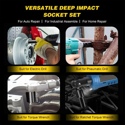 10pcs 1/2 Drive Metric Impact Socket Set Universal Deep Socket Wrench for Air Pneumatic Repair Tools