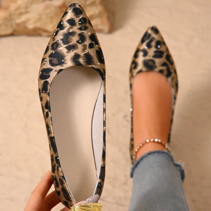 Leopard Leofer Shoes Women Flats Woman Casual Shoes Point Toe Spring Summer Flat Fashion Ladies Party Shoes Slip-On Plus Size