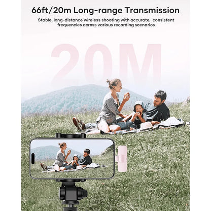 Mini Wireless Lavalier Microphone with Noise Reduction for iPhone iPad Android Video Vlog - Portable Wireless Mic