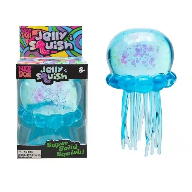 Glitter Octopus Squishy Toy Soft Stress Relief Fidget Toy Squeeze Jellyfish Squishy Compression Decompression Toy for Kid Adults