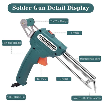 60W DIY electric soldering iron tin gun portable soldering gun maintenance power tool automatic tin feeding US/Eu Plug