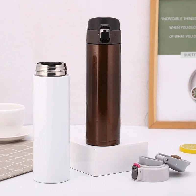Creative Bullet Lid Thermos Cup, Simple Solid Color Direct Drinking Water Bottle, Durable Practical for Students School Use
