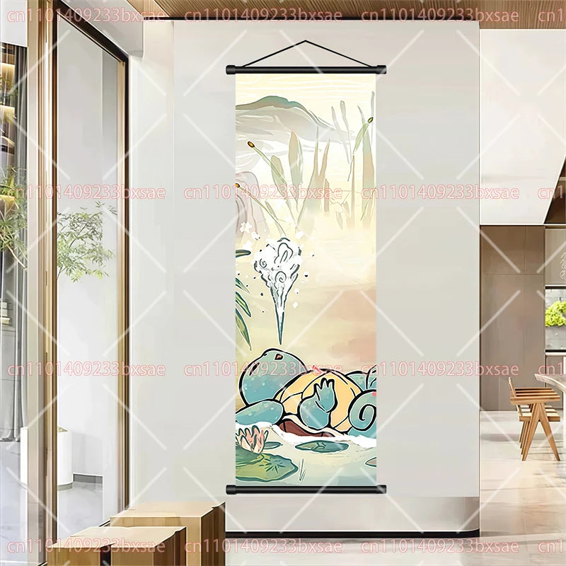Pokémon Retro HD Scroll Painting Poster Squirtle Eevee Charmander Bulbasaur Gyarados Charizard Fan Collection Children's Gift