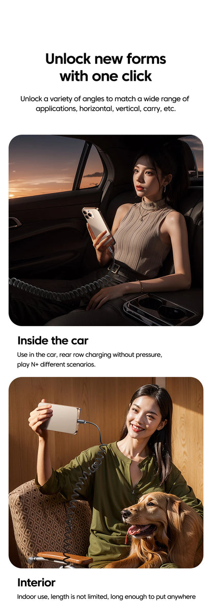 120W Spring Cable USB Type C To Type C Fast Charging LED Digital Display For iPhone 15 16 Samsung Huawei USB C To USB C Cable
