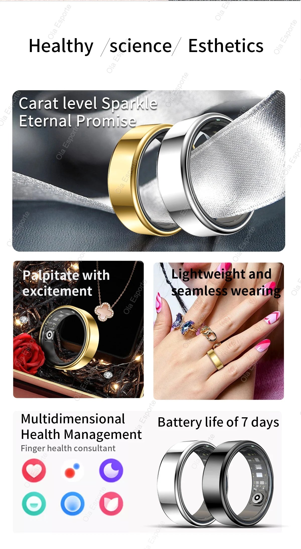 2026 New Smart ring Men Women HD Touch Screen Heart Rate Oxygen Sleep Tracker IP68 Water-resistant Long Battery Android IOS
