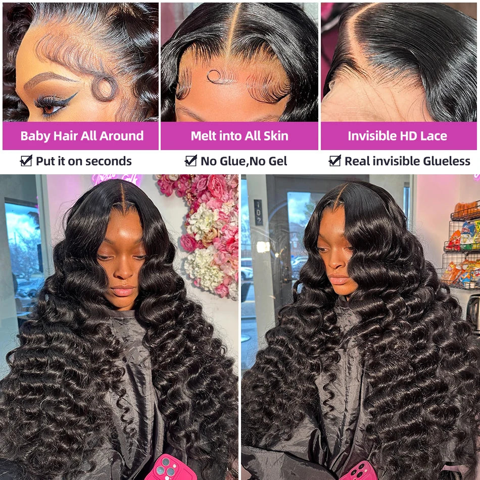 250 Density Loose Deep Wave Human Hair Wig 30 Inch HD 13x6 Lace Frontal Wig 13x4 Water Wave Curly Lace Front Wigs Preplucked