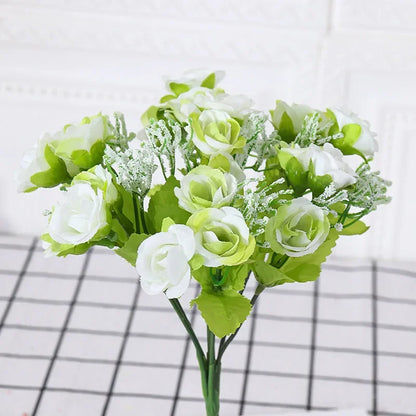 Simulated Rose Bouquet Home Decoration Small Rose Camellia Wedding Decoration Artificial Flowers Garden Decoration